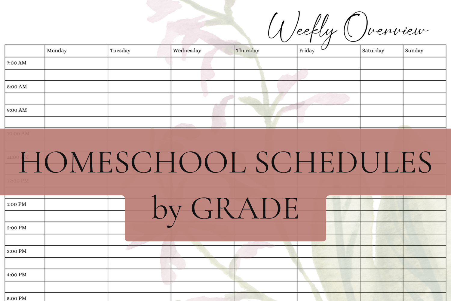 Homeschool weekly schedule