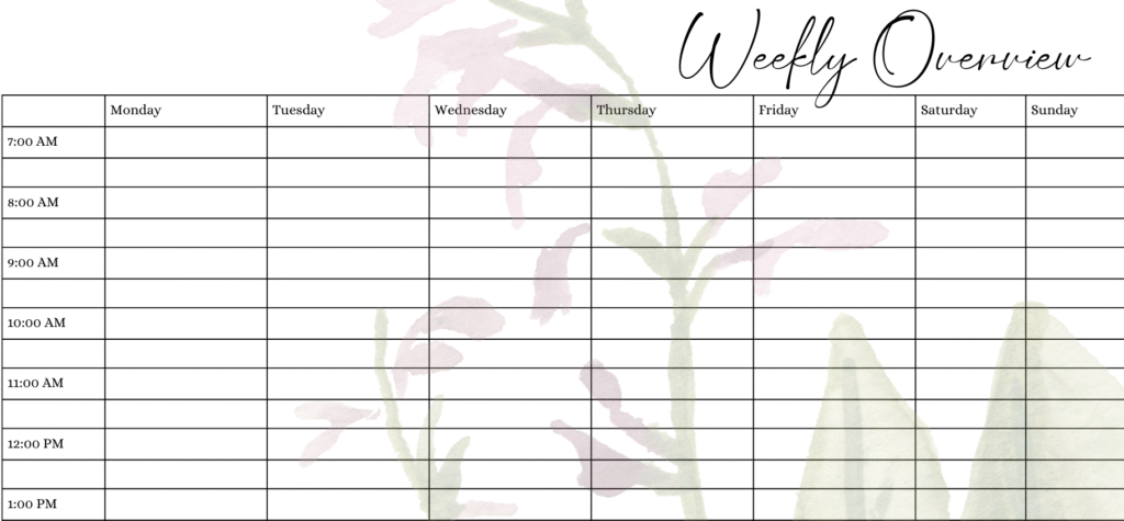 Weekly Homeschool Schedule